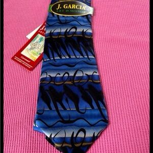 New Jerry Garcia Men's Tie Carousel Collection Blue Black Fourteen 1996